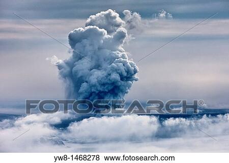 Stock Photo - Grimsvotn Volcanic Eruption in the Vatnajokull Glacier, Iceland The eruption began on May 21, 2011 spewing tons of ash, initially the plume was over 20 kilometers high. Fotosearch