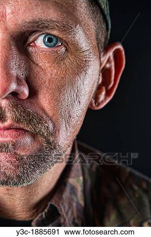Gritty look, very detailed close up portrait of mature adult, half face, male, 40 years, Caucasian View Large Photo Image Stock Image - Gritty look, very detailed close up portrait of mature adult, half face, male, 40 years, Caucasian. Fotosearch