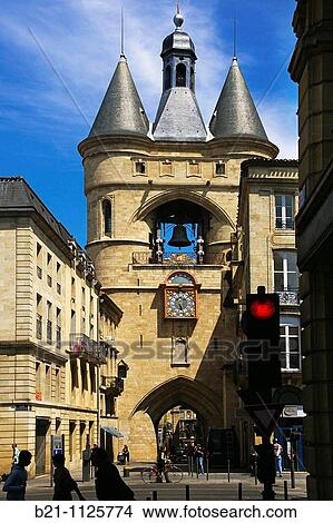 Grosse Cloche bell tower, former St Eloi town gate, Bordeaux, Gironde, Aquitaine, France View Large Photo Image Picture - Grosse Cloche bell tower, former St Eloi town gate, Bordeaux, Gironde, Aquitaine, France. Fotosearch