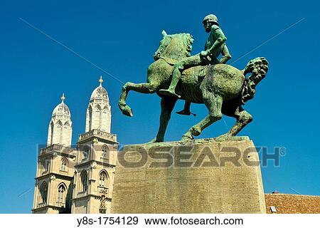 Grossminster and Hans Waldmann monument, Zurich, Switzerland View Large Photo Image Stock Photo - Grossminster and Hans Waldmann monument, Zurich, Switzerland. Fotosearch