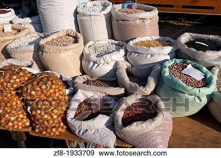 Group of bags with different kinds of beans, on a street fair at Santa Comba D? o, Portugal View Large Photo Image Stock Photo - Group of bags with different kinds of beans, on a street fair at Santa Comba D? o, Portugal. Fotosearch