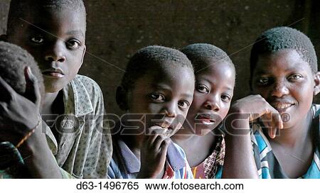 Stock Photography - Group of children, village of Mwamalasa, Shinyanga, Tanzania. Fotosearch