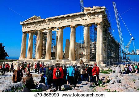 Group of tourists in the Acropolis (under restoration). Athens. Greece View Large Photo Image Stock Image - Group of tourists in the Acropolis (under restoration). Athens. Greece. Fotosearch