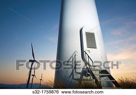 Stock Photograph - Group of windmills for renewable electric energy production, FuendejaloUn, Zaragoza, Aragon, Spain. Fotosearch