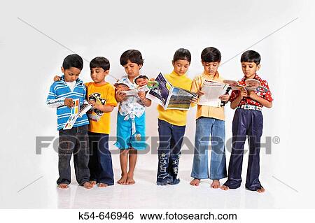 Groups of kids standing and reading. View Large Photo Image Stock Photograph - Groups of kids standing and reading.. Fotosearch