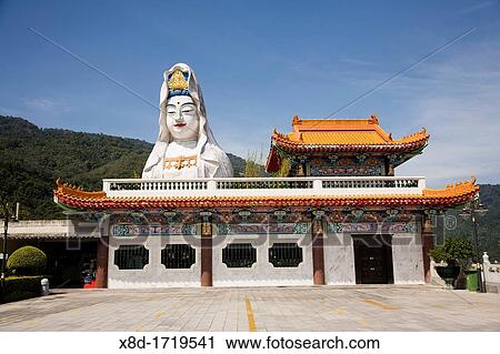 Stock Image - Guan Yin Goddess of Mercy figure at Kek Lok Si Temple, Penang, Malaysia. Fotosearch