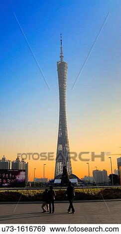 Stock Photo - Guangzhou ( Canton ) tower in the Zhujiang new town district of the city.. Fotosearch