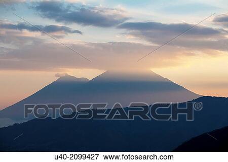 Guatemala, Acatenango and Fuego Volcanos, Sunset. View Large Photo Image Stock Photo - Guatemala, Acatenango and Fuego Volcanos, Sunset.. Fotosearch