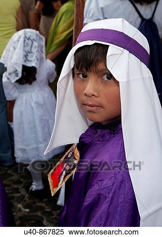 Guatemala, Antigua, Holy week, Boy in procession (MR) View Large Photo Image Stock Photography - Guatemala, Antigua, Holy week, Boy in procession (MR). Fotosearch