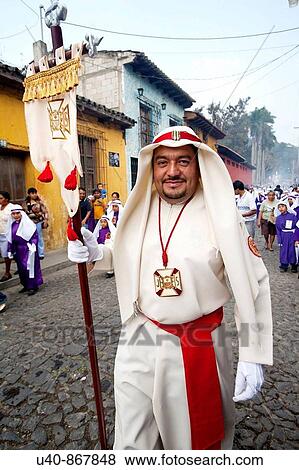 Guatemala, Antigua, Holy week, Man in procession (MR) View Large Photo Image Stock Photo - Guatemala, Antigua, Holy week, Man in procession (MR). Fotosearch