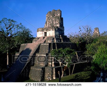 Guatemala, El Pet? n, Tikal, Great Plaza, Temple of the Masks. View Large Photo Image Stock Photo - Guatemala, El Pet? n, Tikal, Great Plaza, Temple of the Masks.. Fotosearch
