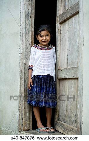 Stock Photograph - Guatemala, Rio Dulce, 7 year old girl posing. Fotosearch