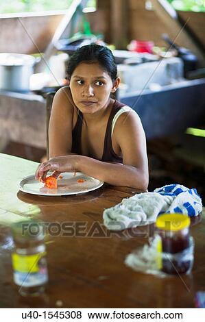 Guatemala, Rio Dulce, woman in kitchen View Large Photo Image Stock Photo - Guatemala, Rio Dulce, woman in kitchen. Fotosearch
