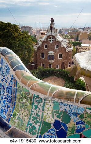Guell Park Parc Guell, Gaudi architecture, UNESCO World Heritage Site, Barcelona, Catalunya Catalonia Cataluna, Spain, Europe View Large Photo Image Stock Image - Guell Park Parc Guell, Gaudi architecture, UNESCO World Heritage Site, Barcelona, Catalunya Catalonia Cataluna, Spain, Europe. Fotosearch