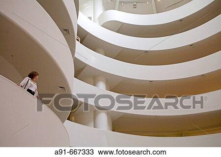 Stock Image - Guggenheim Museum by architect Frank Lloyd Wright (built 1943-1959), Manhattan. NYC, USA. Fotosearch