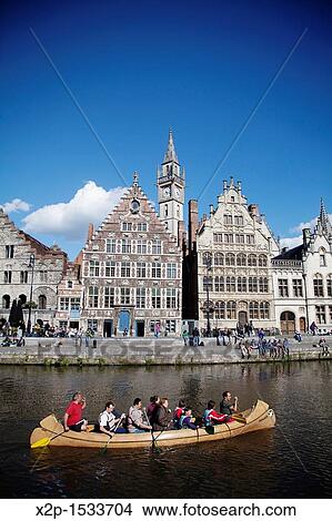 Guild Houses & Leie River, Ghent, Western Flanders, Belgium View Large Photo Image Picture - Guild Houses & Leie River, Ghent, Western Flanders, Belgium. Fotosearch