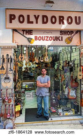Guitars called Bouzouki in store in Plaka in downtown Athens Greece View Large Photo Image Stock Photo - Guitars called Bouzouki in store in Plaka in downtown Athens Greece. Fotosearch