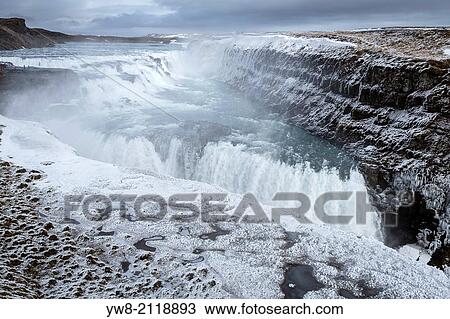 Stock Image - Gullfoss Waterfall, (Golden Falls), Iceland.. Fotosearch