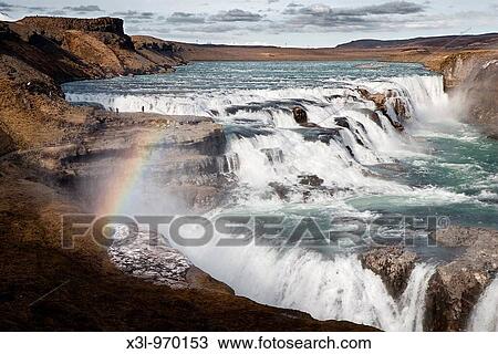 Gullfoss waterfall Iceland View Large Photo Image Stock Image - Gullfoss waterfall Iceland. Fotosearch