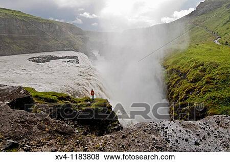 Gullfoss waterfall The golden waterfall is located on the HvitB river View Large Photo Image Stock Photo - Gullfoss waterfall The golden waterfall is located on the HvitB river. Fotosearch