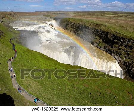 Stock Photography - Gullfoss Waterfalls, Iceland Known as Golden Falls. Fotosearch
