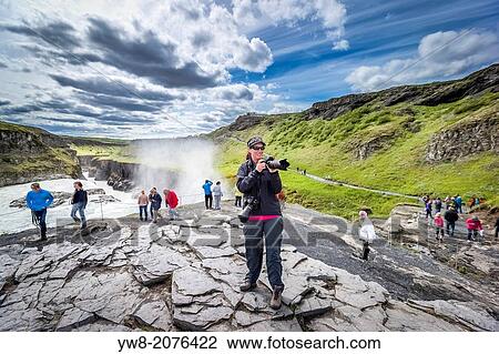 Gullfoss Waterfalls, Iceland. View Large Photo Image Stock Image - Gullfoss Waterfalls, Iceland.. Fotosearch