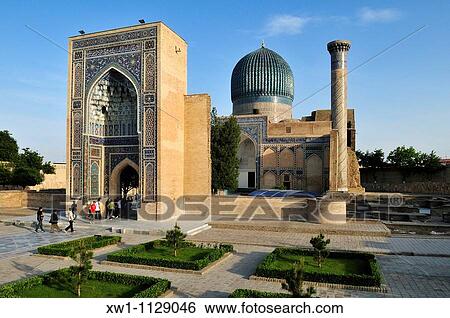 Gur Emir, Gur- Amir, Guri Amir mausoleum, grave of Timur, Temur, Tamerlane, Samarkand, Silk Road, Uzbekistan, Central Asia View Large Photo Image Stock Photograph - Gur Emir, Gur- Amir, Guri Amir mausoleum, grave of Timur, Temur, Tamerlane, Samarkand, Silk Road, Uzbekistan, Central Asia. Fotosearch