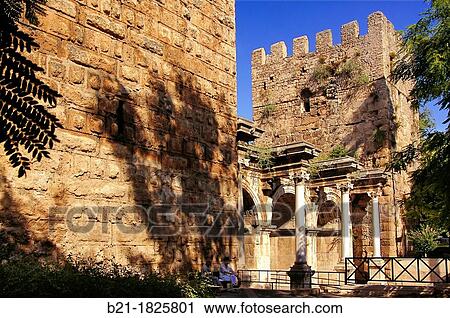 Hadrian's Gate (130 AD), Antalya, Turkey View Large Photo Image Stock Image - Hadrian's Gate (130 AD), Antalya, Turkey. Fotosearch