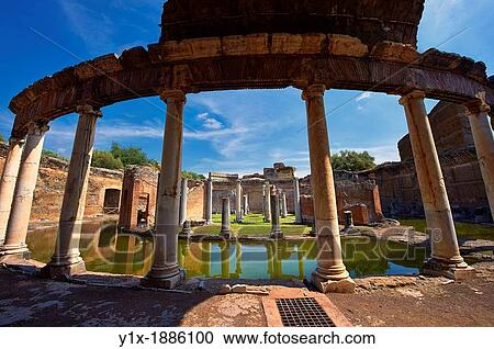 Hadrian's Villa Villa Adriana 2nd century AD - The Maritime Theatre Teatro Marittimo, so called because of its shape and marine architectural decorations such as Tritons, is at the centre of Hadrian's Villa complex View Large Photo Image Stock Image - Hadrian's Villa Villa Adriana 2nd century AD - The Maritime Theatre Teatro Marittimo, so called because of its shape and marine architectural decorations such as Tritons, is at the centre of Hadrian's Villa complex. Fotosearch