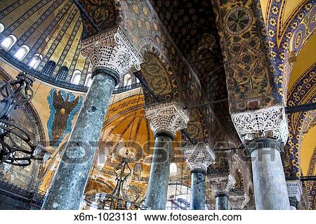 Stock Image - Hagia Sophia turkish: Ayasofya interior view Istanbul, Turkey. Fotosearch