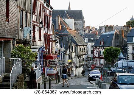 Stock Photo - Half timbered houses in the old town of Vannes, Brittany, France. Fotosearch