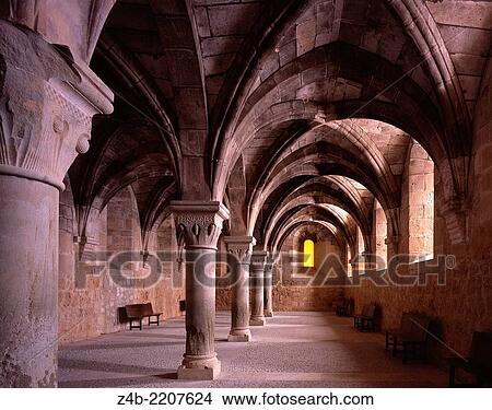 Hall of converts is the oldest part of the Santa Mar? a de la Huerta cistercian monastery. With thick walls and splayed windows. View Large Photo Image Picture - Hall of converts is the oldest part of the Santa Mar? a de la Huerta cistercian monastery. With thick walls and splayed windows.. Fotosearch