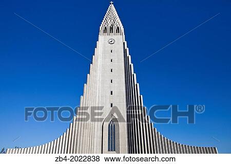 Stock Photo - Hallgr? mur Church, Hallgrimskirkja, Reykjavik, Iceland. Fotosearch