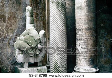 Stock Photo - Hand of statue of Emperor Constantine II at courtyard of Palazzo dei Conservatori, Capitoline Museum. Rome. Italy. Fotosearch