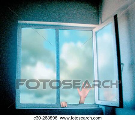 Hand outside of window. View Large Photo Image Stock Photograph - Hand outside of window.. Fotosearch