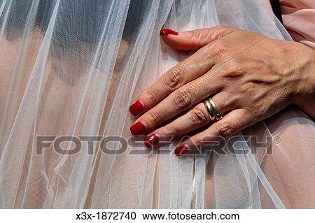 Stock Image - Hand resting on a bride. Fotosearch