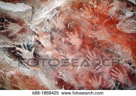 Stock Photography - Hand stencils at Ubirr Aboriginal rock art site in Kakadu National Park, Northern Territory, Australia. Fotosearch