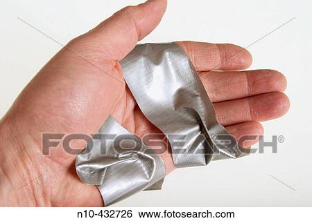 Stock Photograph - Hand with duct tape around it. Fotosearch