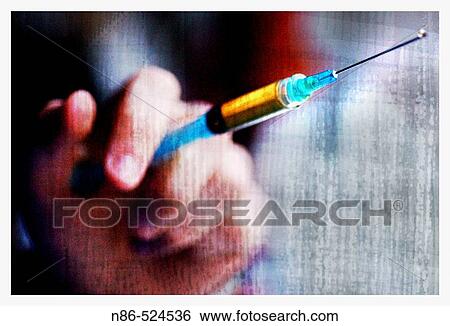 Hand with syringe View Large Photo Image Stock Photograph - Hand with syringe. Fotosearch