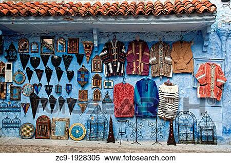 Handicrafts in the blue medina of Chefchaouen Rif region, Morocco View Large Photo Image Stock Photography - Handicrafts in the blue medina of Chefchaouen Rif region, Morocco. Fotosearch
