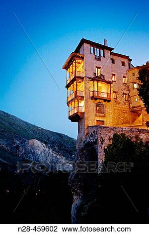 Hanging houses in the evening, Cuenca. Castilla-La Mancha, Spain View Large Photo Image Stock Image - Hanging houses in the evening, Cuenca. Castilla-La Mancha, Spain. Fotosearch