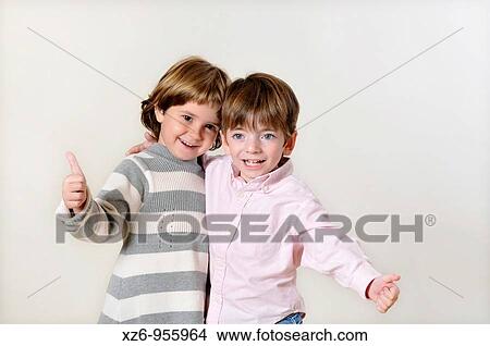 Picture - happy boy and girl. Fotosearch