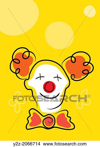 Happy clown with white face mask and red nose on yellow background. View Large Photo Image Picture - Happy clown with white face mask and red nose on yellow background.. Fotosearch