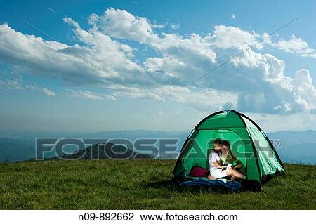 Happy Couple Camping View Large Photo Image Stock Image - Happy Couple Camping. Fotosearch