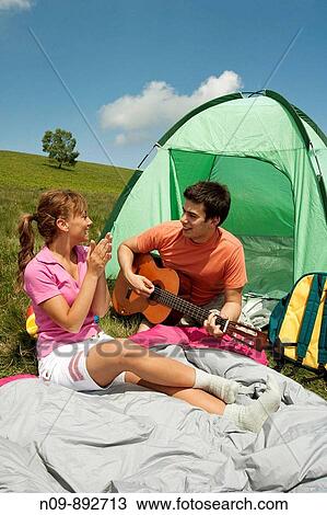 Happy Couple Camping View Large Photo Image Stock Image - Happy Couple Camping. Fotosearch