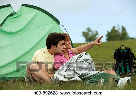 Happy Couple Camping View Large Photo Image Stock Photo - Happy Couple Camping. Fotosearch