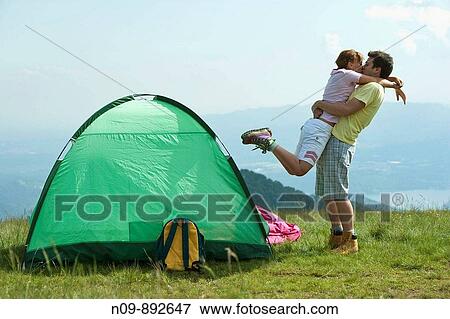 Happy Couple Camping View Large Photo Image Stock Photo - Happy Couple Camping. Fotosearch