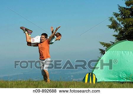 Happy Couple Camping View Large Photo Image Stock Photo - Happy Couple Camping. Fotosearch
