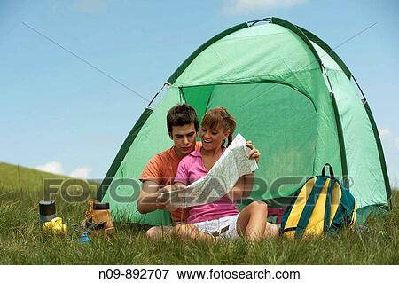 Happy Couple Camping View Large Photo Image Stock Photo - Happy Couple Camping. Fotosearch