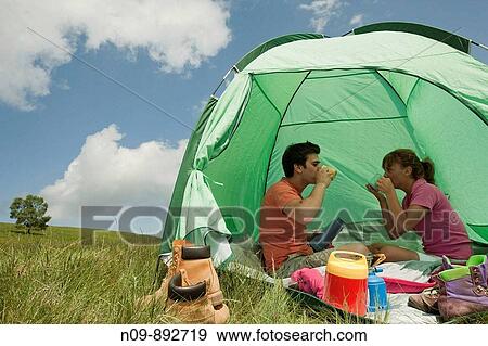 Happy Couple Camping View Large Photo Image Stock Photo - Happy Couple Camping. Fotosearch